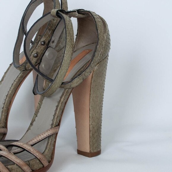 Reed Krakoff Snakeskin Leather Sandal Heels Size 37 - Picture 7 of 11